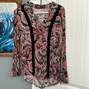 Long sleeve top button down front